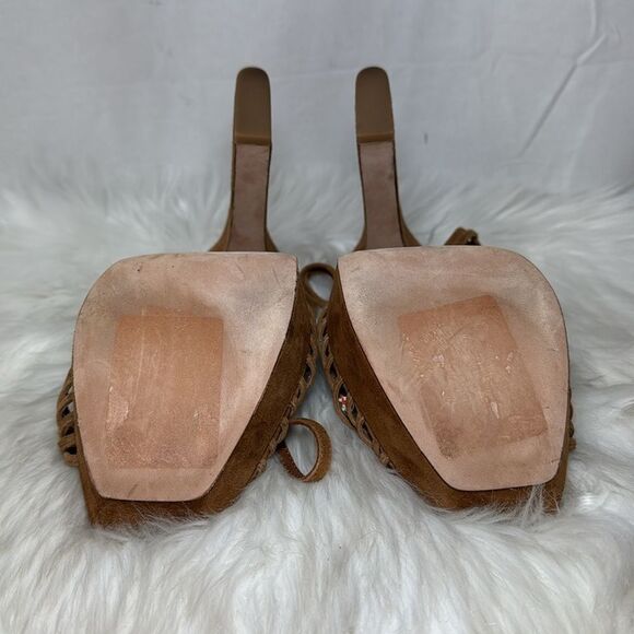 Veronica Beard Fletcher Hazelwood Brown Block Heel Suede Platform Sandals Sz 10 - Picture 8 of 8